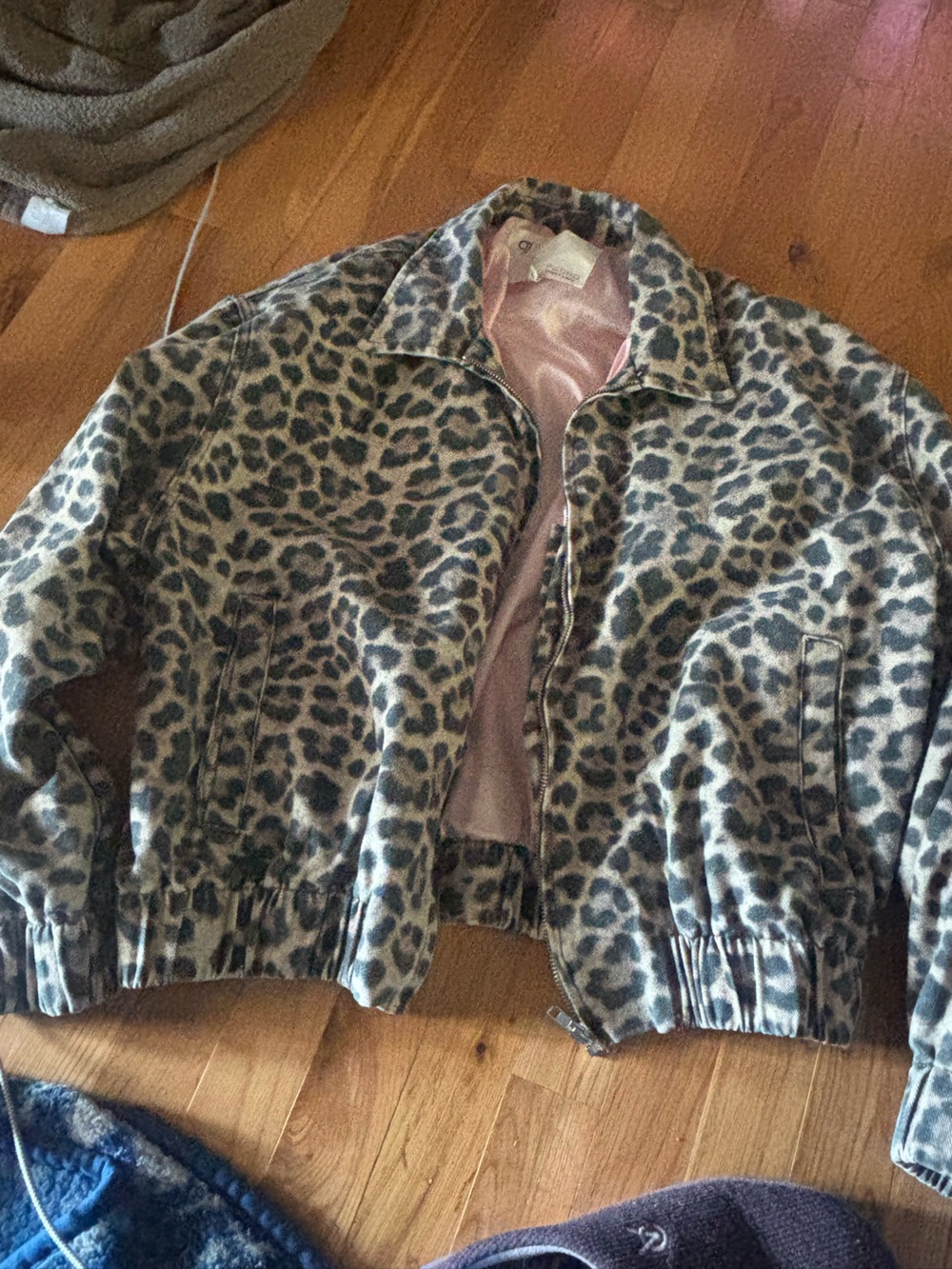 Pilcro Leopard Print Bomber Jacket - Taupe & Black